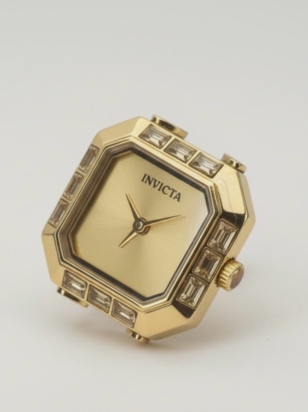 Invicta Gold and Crystal Accent Ladies Ring Watch
